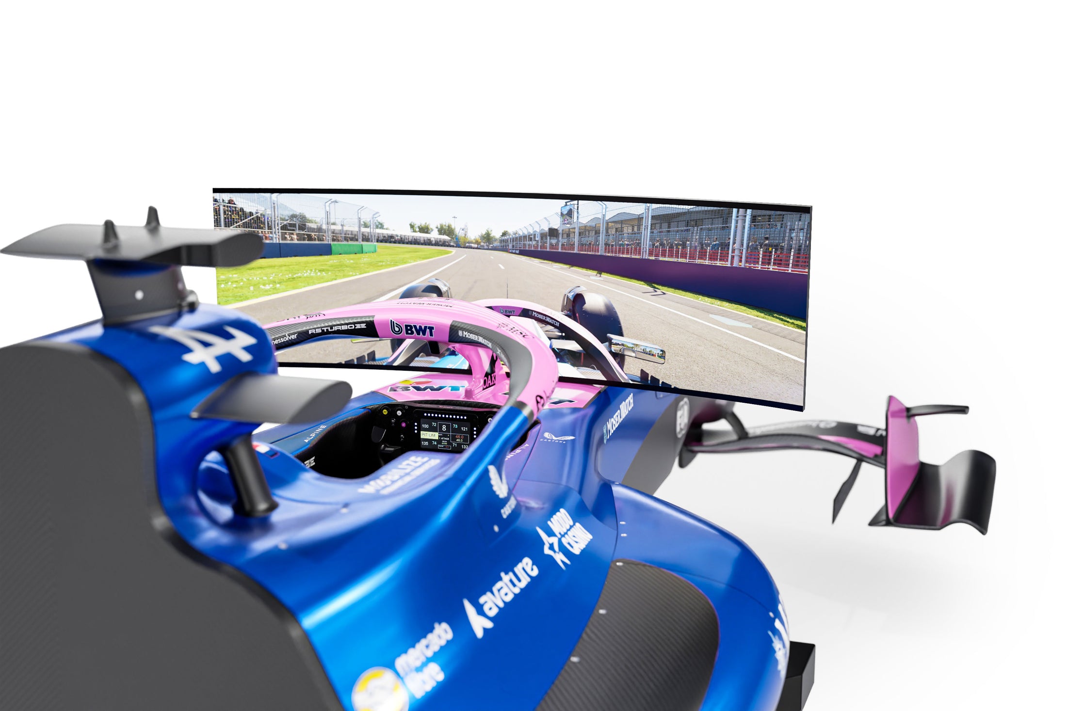 Alpine F1 Team 2026 simulator premium racing cockpit immersive driving simulation display