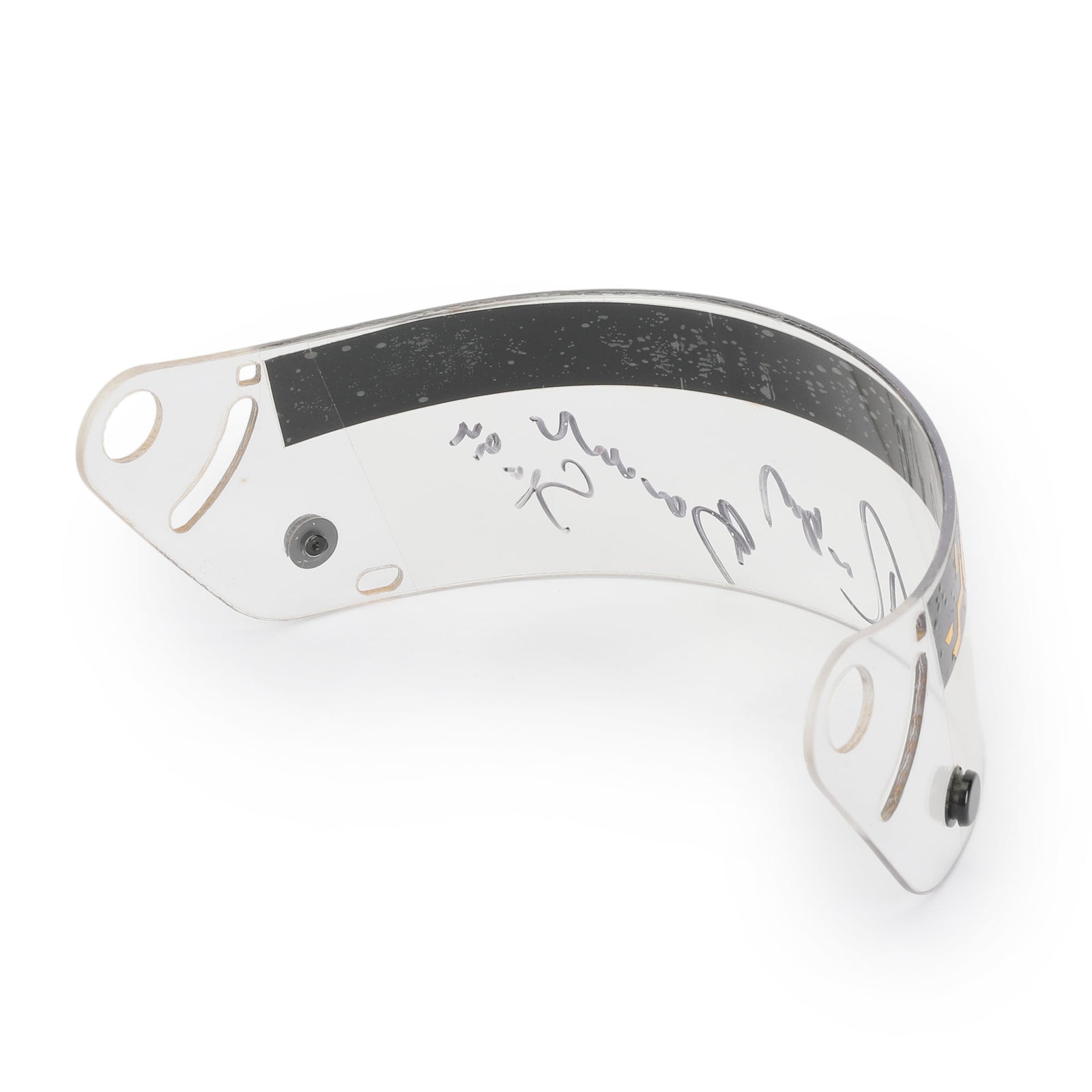 LOT 750 - Rubens Barichello Signed 1994 Sasol Jordan Grand Prix Used Helmet Visor - Belgian GP