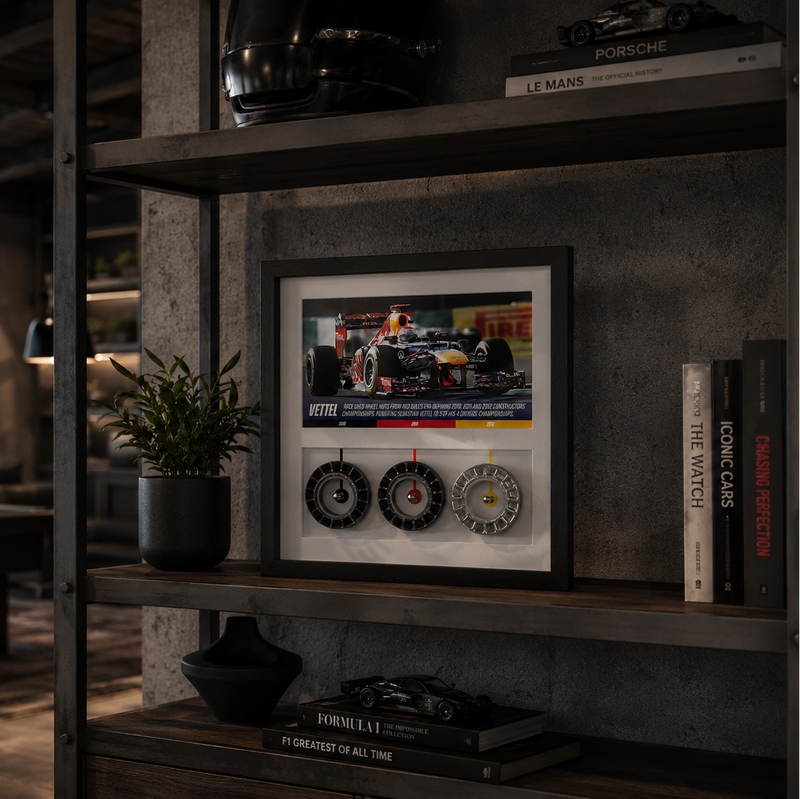Sebastian Vettel Framed Grand Prix Used Red Bull Racing Wheel Nuts