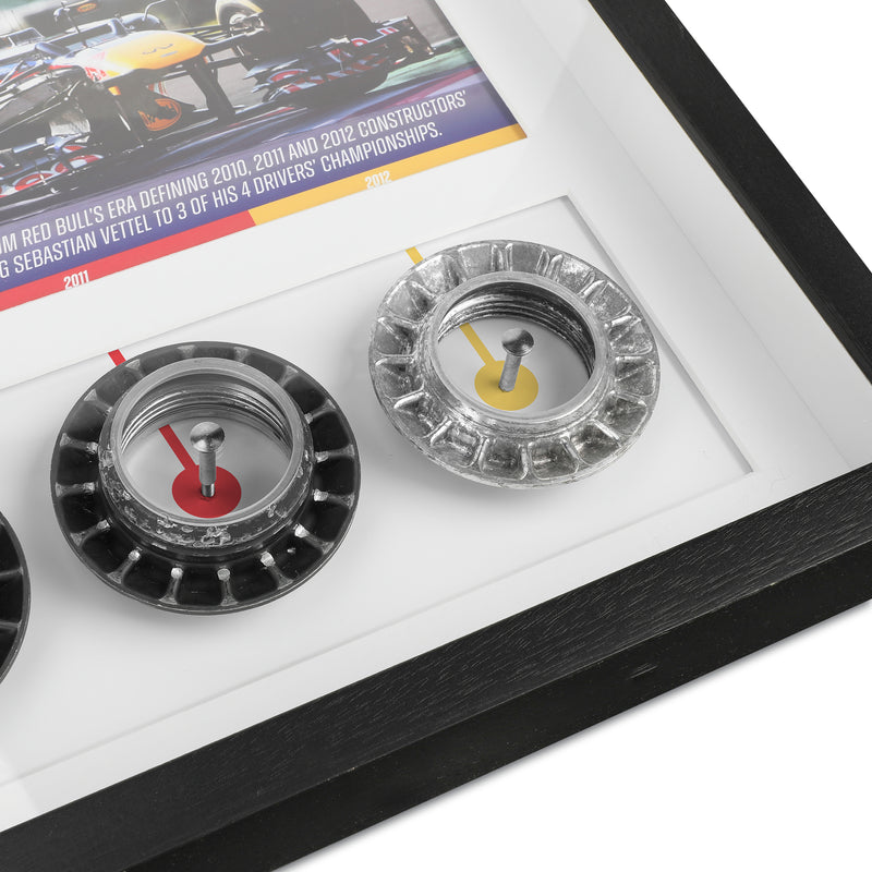 Sebastian Vettel Framed Grand Prix Used Red Bull Racing Wheel Nuts