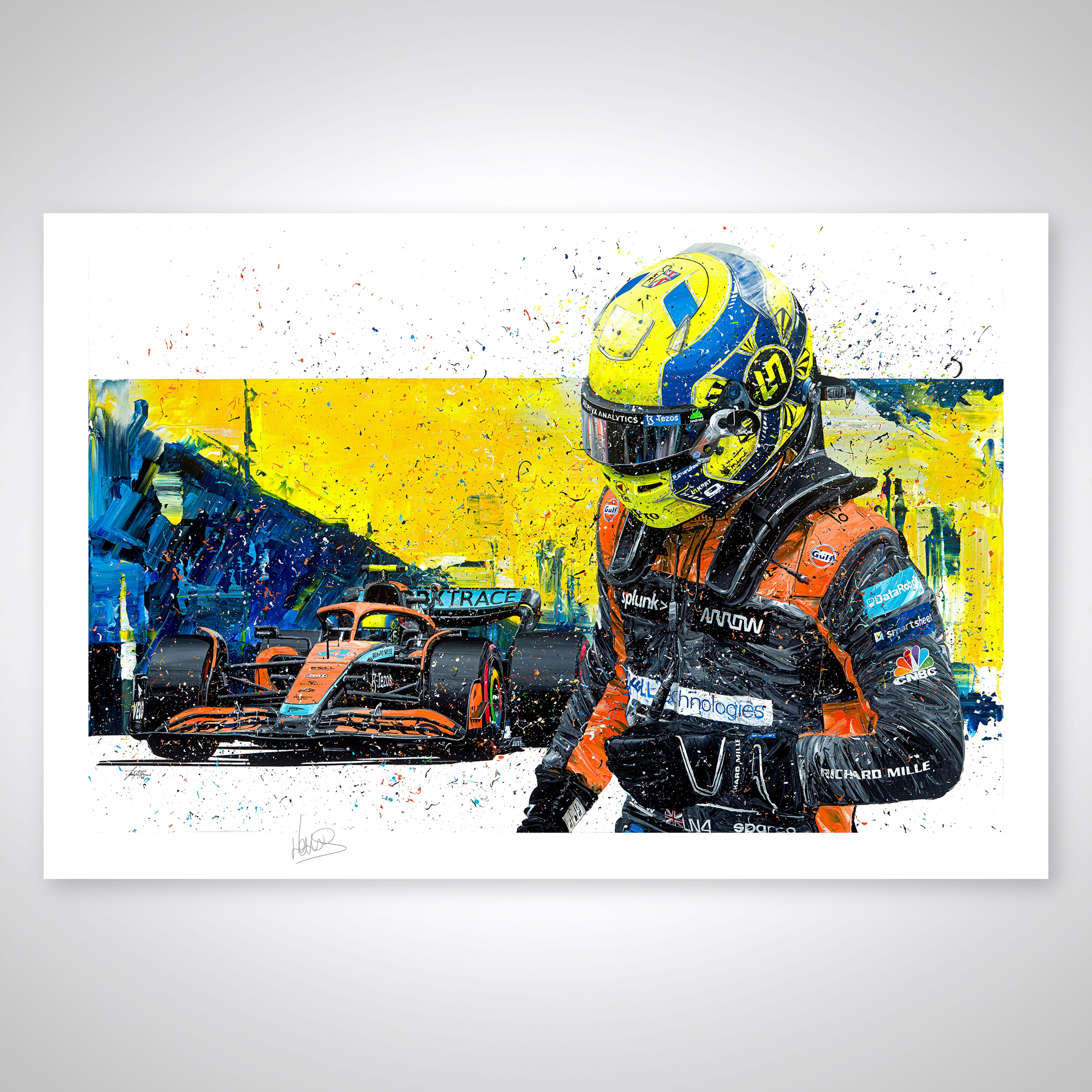 Signed Lando Norris 2022 ‘Podium’ Giclee Print – David Johnson