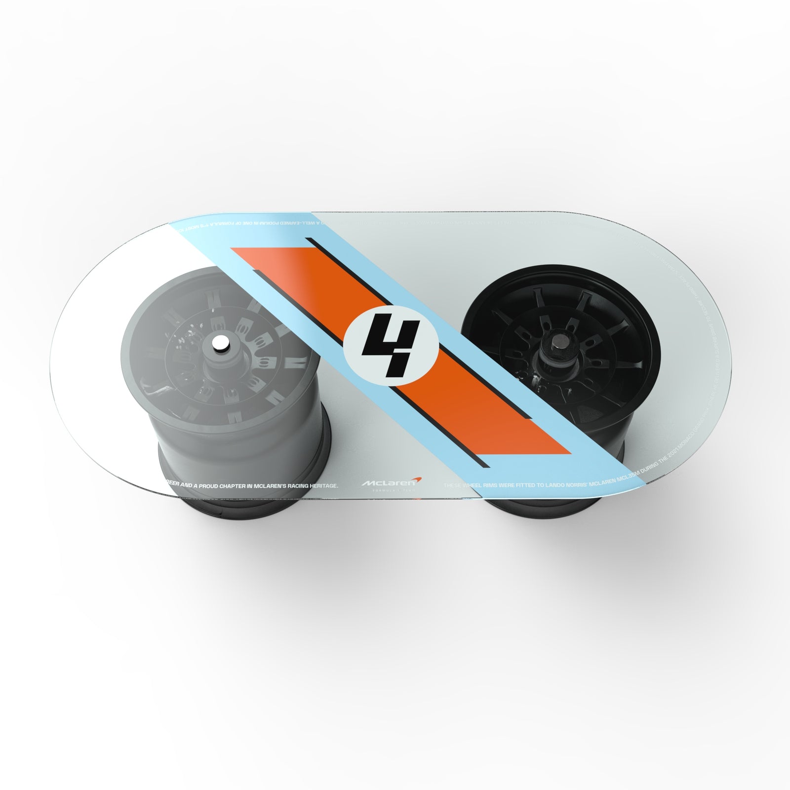 Lando Norris 2021 McLaren F1® Team Gulf Livery Dual Wheel Rim Table - Monaco  GP