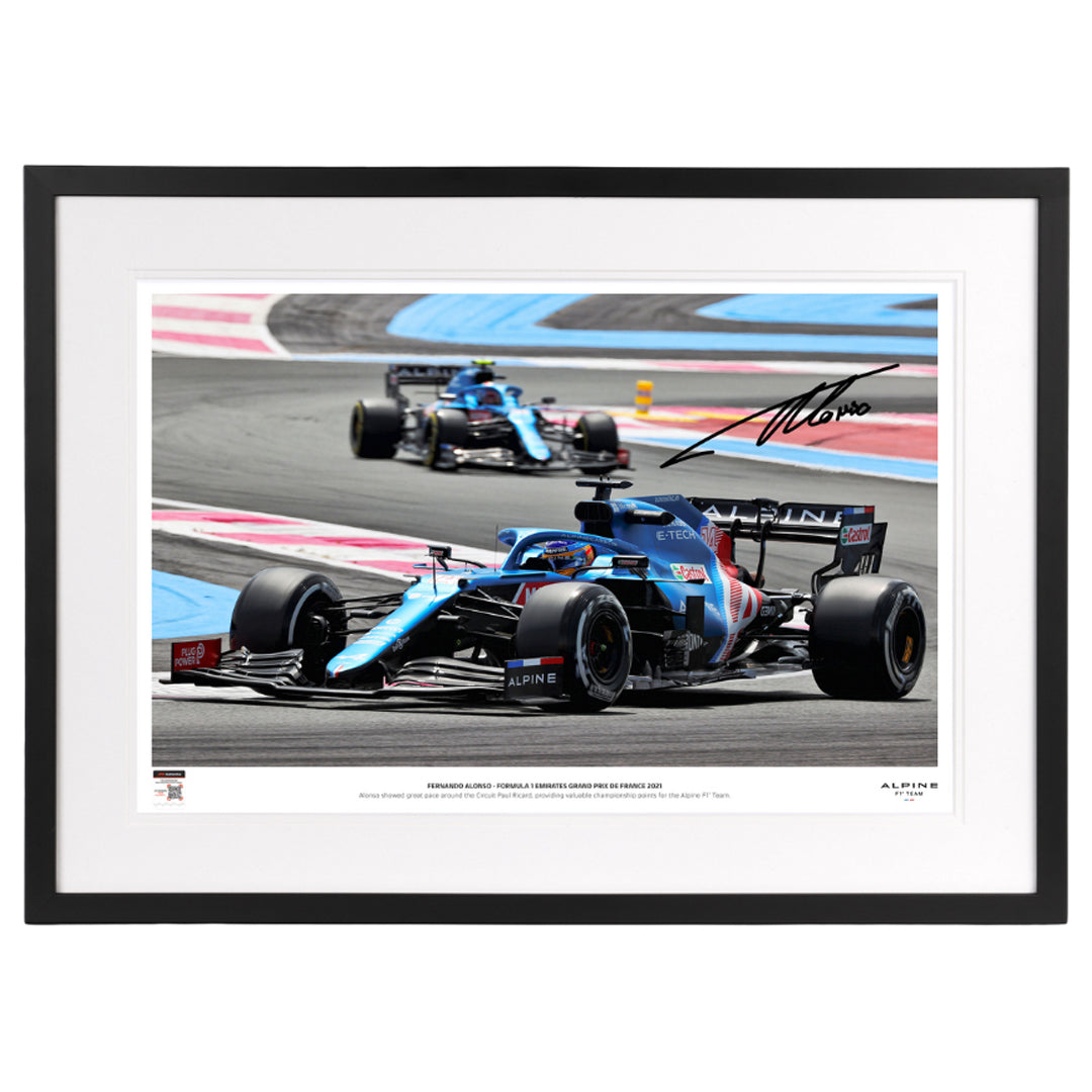 Fernando Alonso Signed Alpine Photo ‘Paul Ricard Chicane’ - 2021 French Grand Prix 