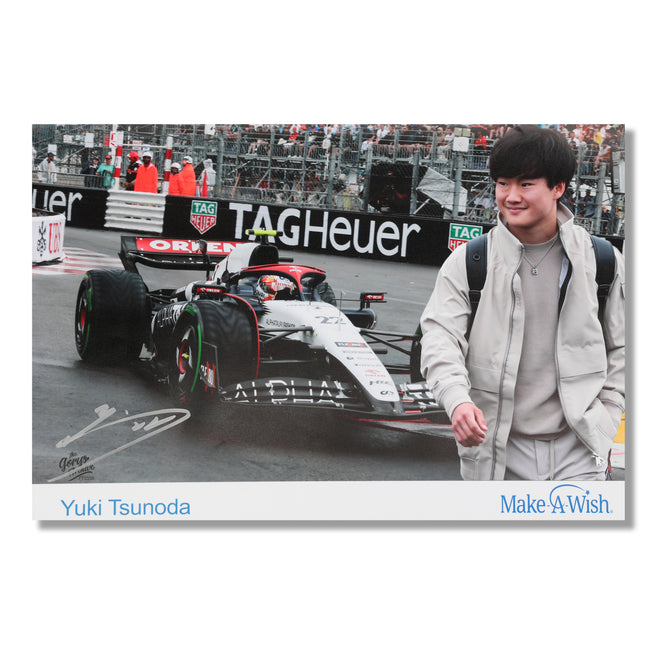 LOT 569 - Yuki Tsunoda 2023 Alpha Tauri Signed Poster - Make-A-Wish