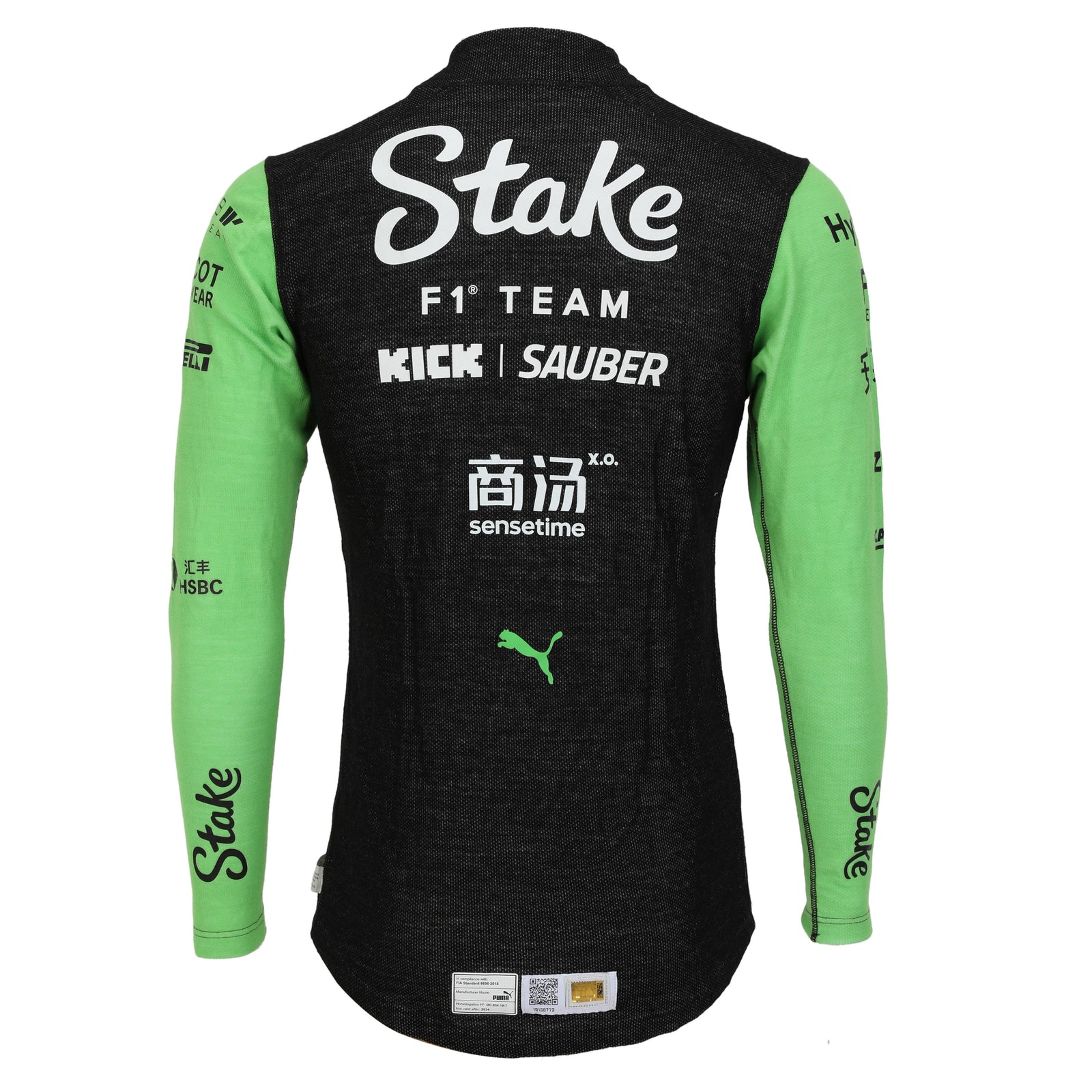 LOT 622 - Guanyu Zhou Signed 2024 Race Grand Prix Used Stake F1 Team Kick Sauber Nomex