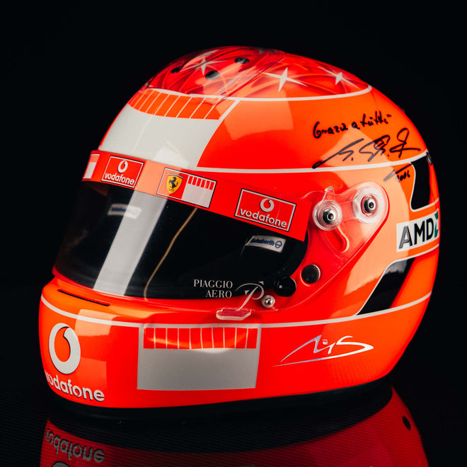 The Austin Auction LOT 028 - Michael Schumacher Signed 2006 Ferrari-Design Replica Helmet – Limited Edition 017/150