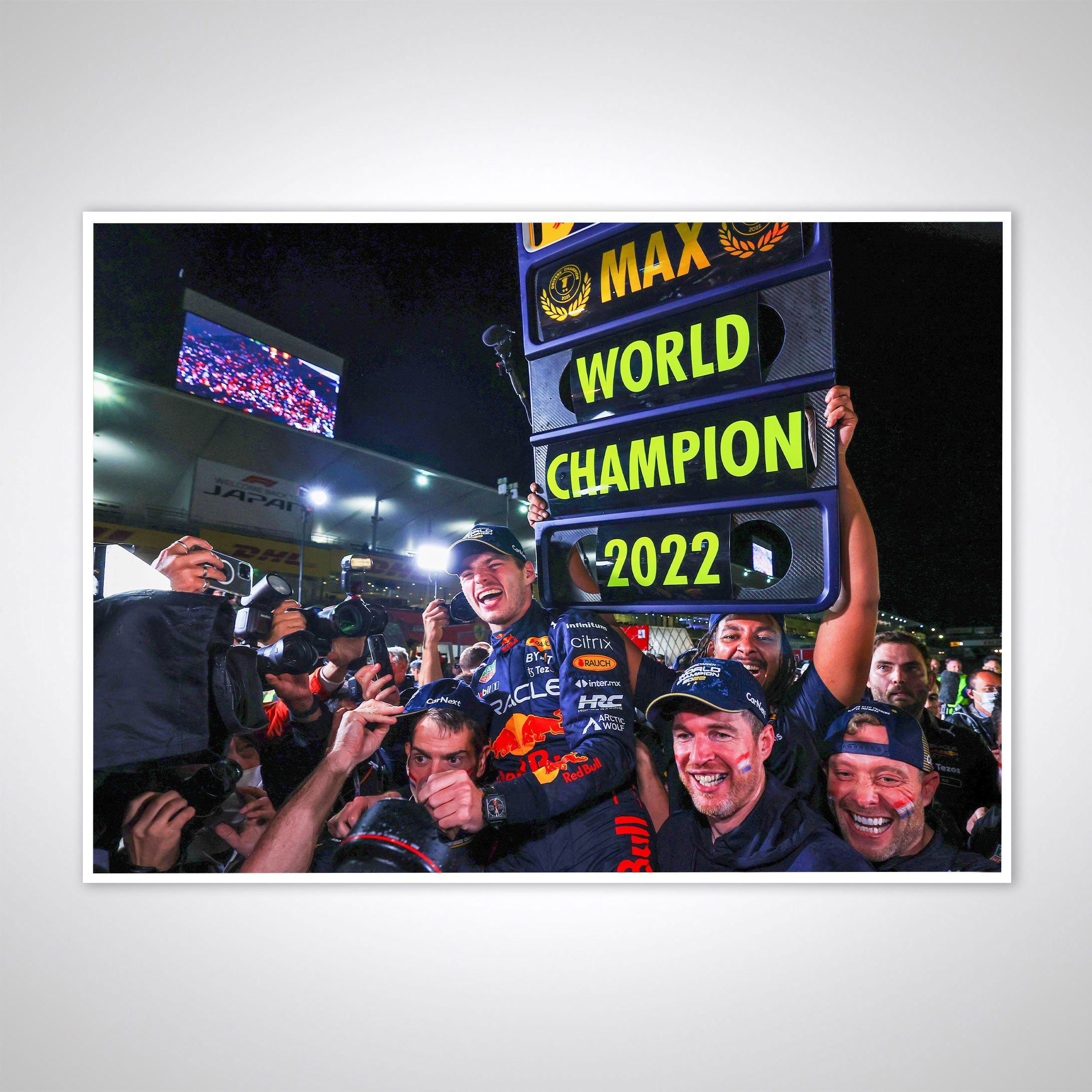Max Verstappen 2022 'World Champion Team Celebrations' Print - Japan GP