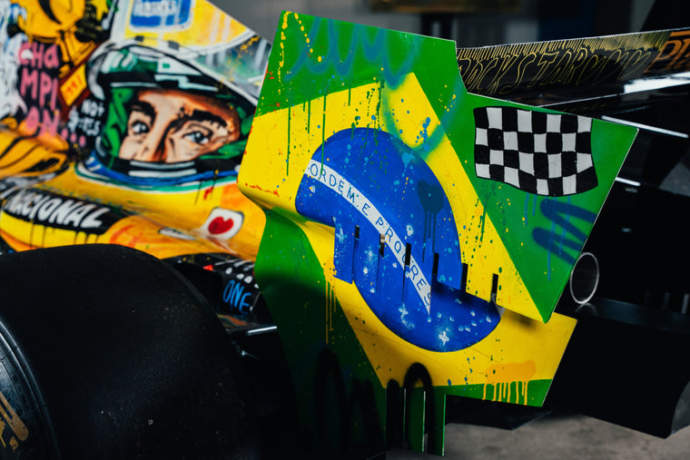 Full-size Ayrton Senna Formula 1 tribute art show car, premium motorsport collector display designed for exhibitions and enthusiasts