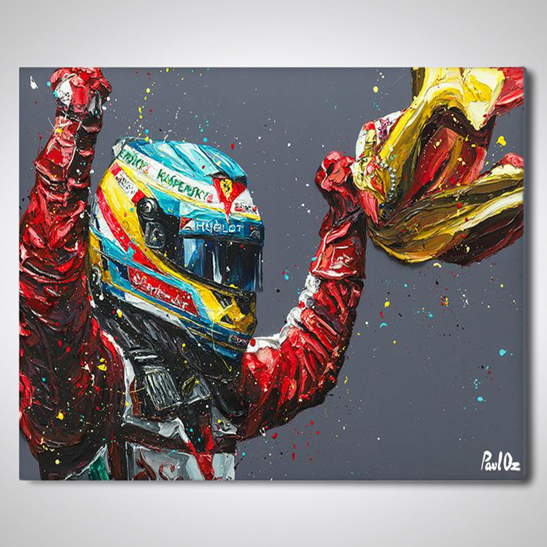 Fernando Alonso 2013 Spanish Grand Prix 'Win' Hand Embellished Artwork - Paul Oz