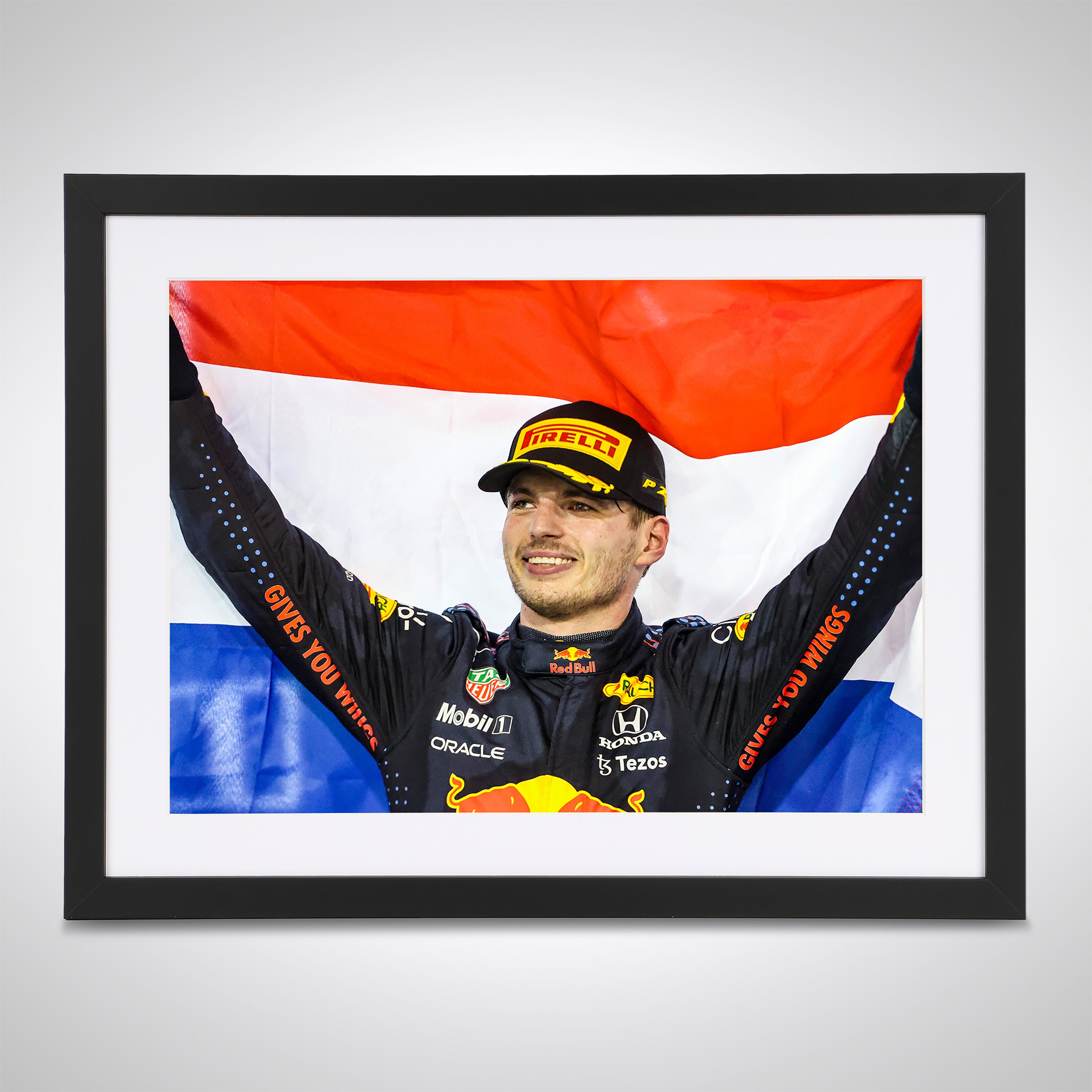 Max Verstappen 2021 'World Champion Podium Flag' Print – Abu Dhabi GP