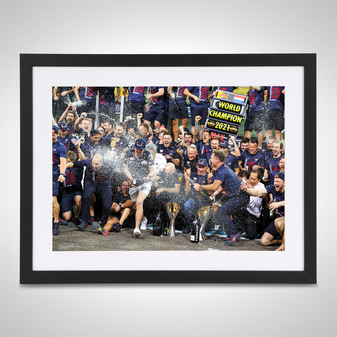 "Picture of Max Verstappen in a crowd celebrating when he became a World Champion.   "