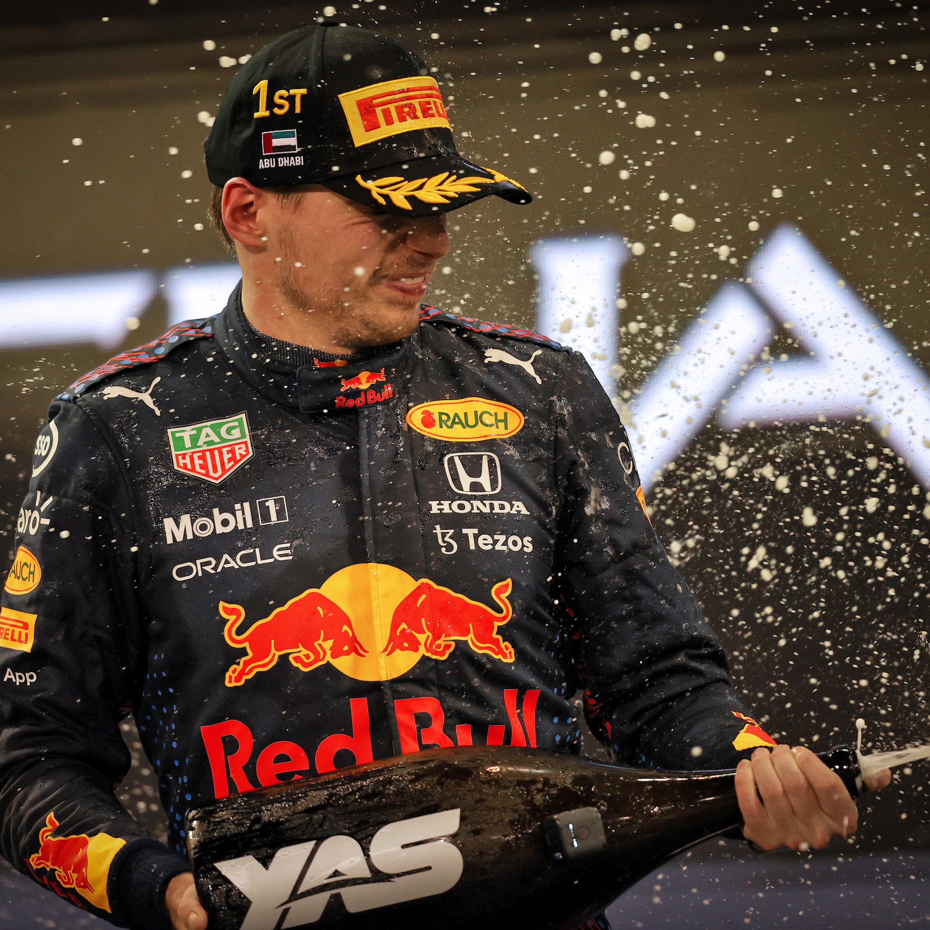 Max Verstappen 2021 'World Champion Podium Celebrations' Print - Abu Dhabi GP