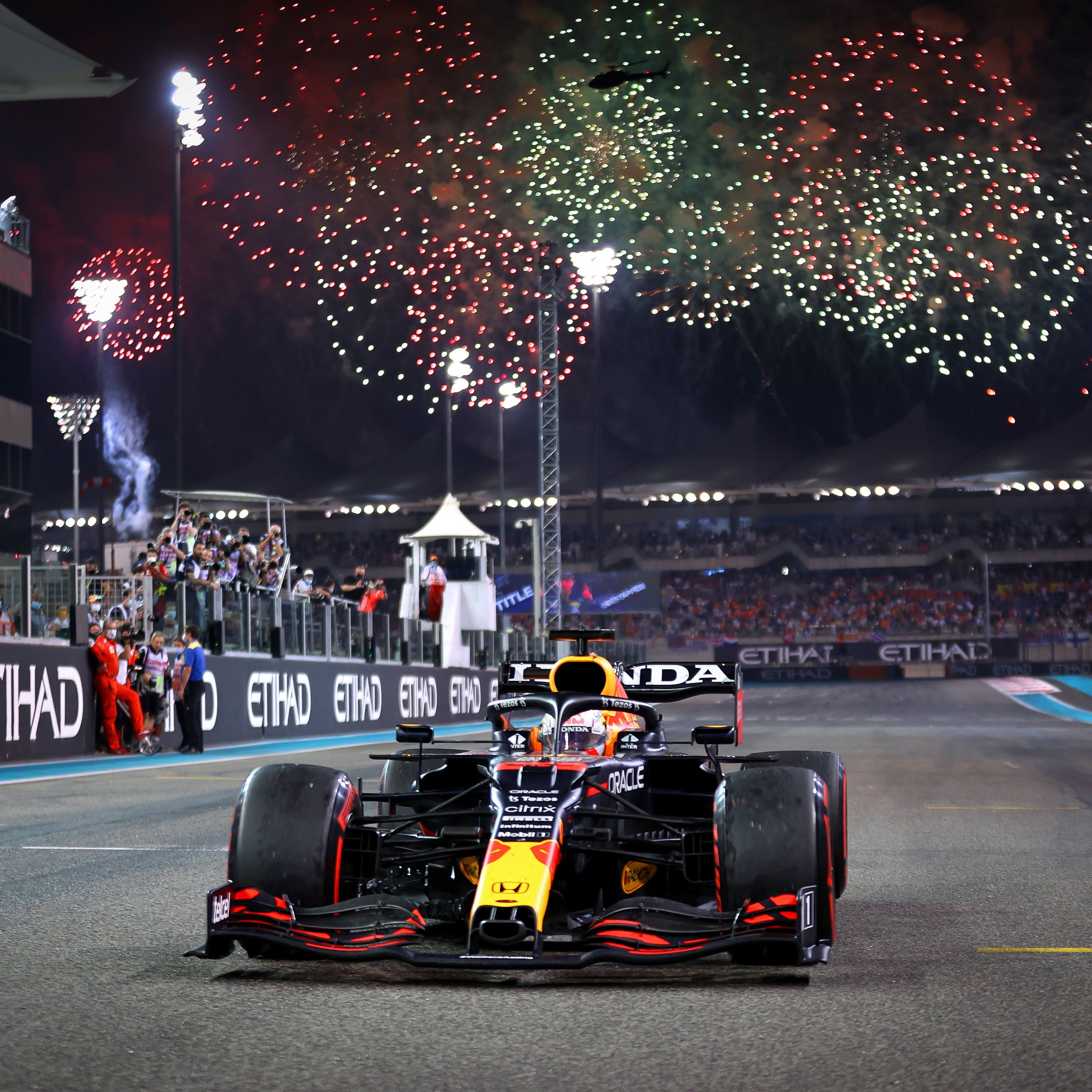 Max Verstappen 2021 'World Champion Fireworks' Print - Abu Dhabi GP