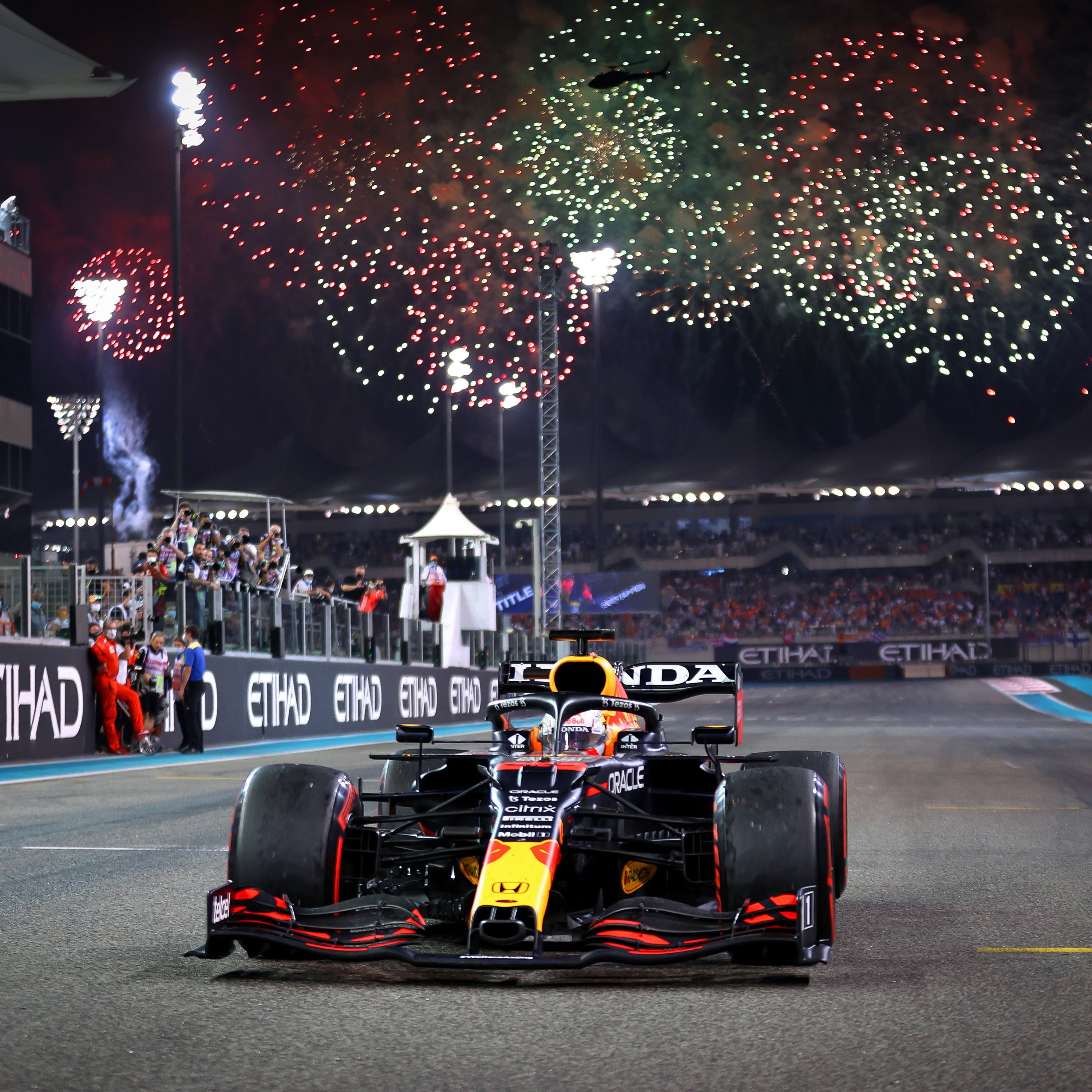 Max Verstappen 2021 'World Champion Podium Flag' Print – Abu Dhabi GP